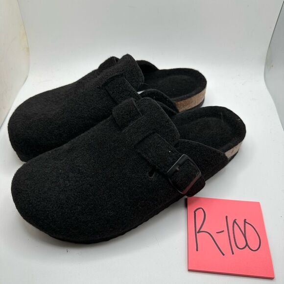 CUSHIONAIRE Women's Hana Cork Footbed Clog with +Comfort 9 BLACK WOOL NEW - Picture 3 of 7